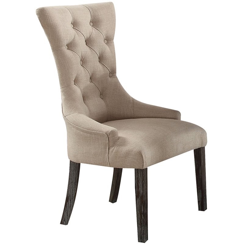 ACME Gerardo Dining Side Chair in Beige and Weathered Espresso
