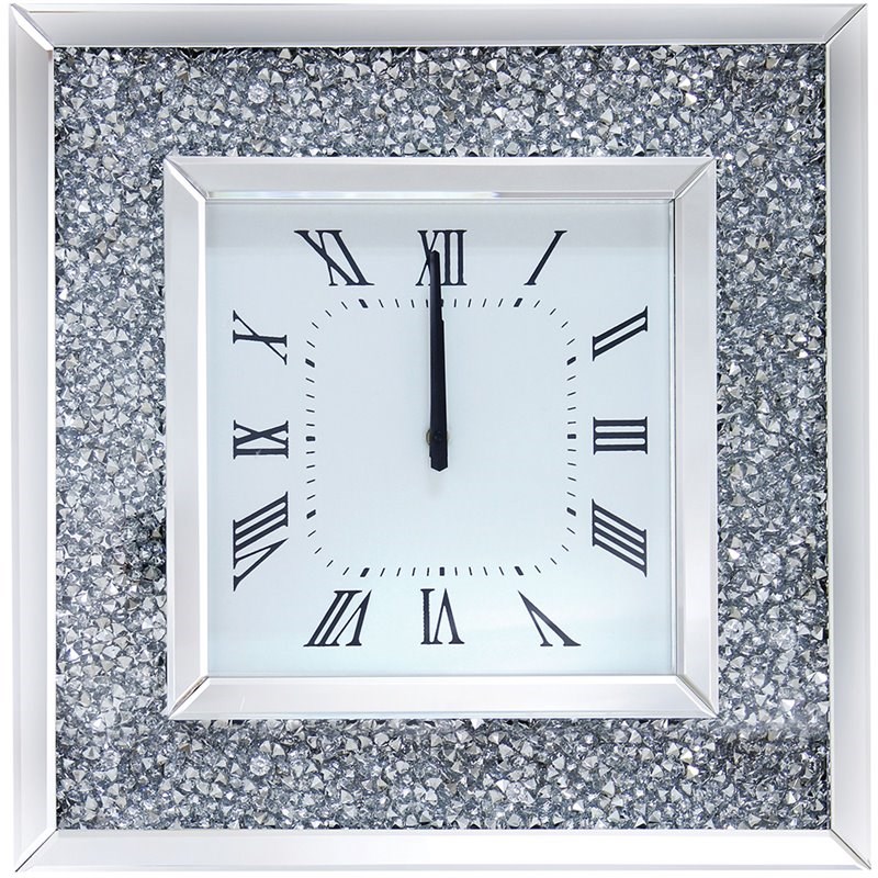 ACME Furniture Noralie Square Mirrored Wall Clock