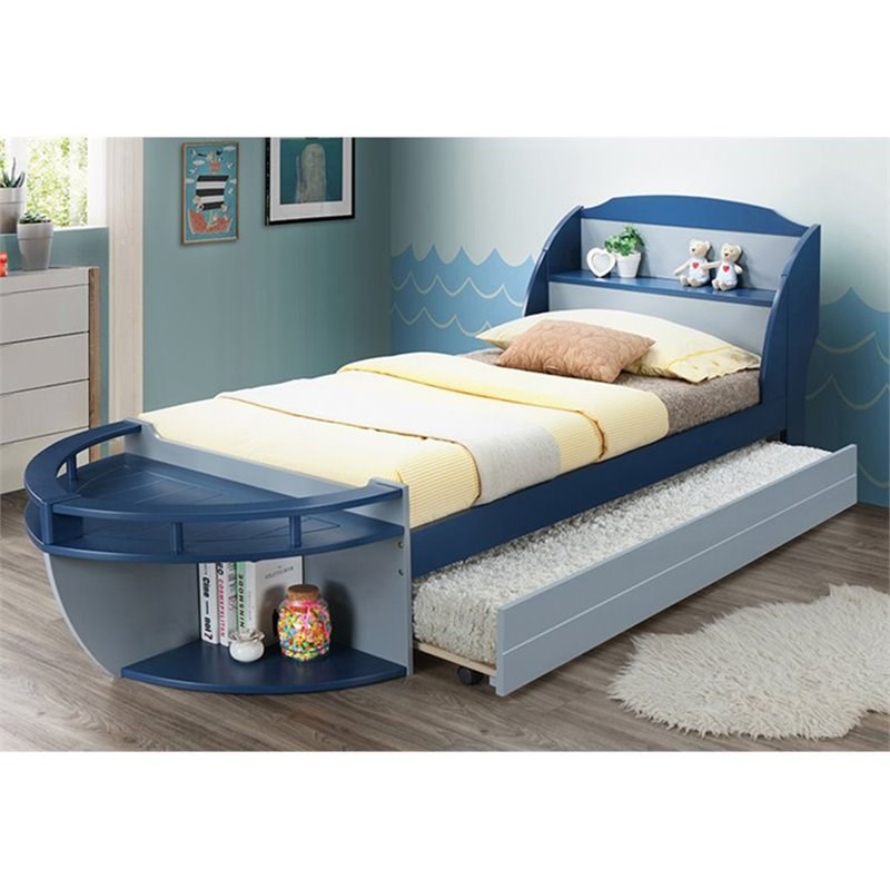 ACME Neptune II Twin Boat Bed in Gray and Navy Homesquare