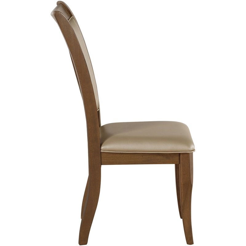 ACME Harald Faux Leather Dining Side Chair in Beige (Set of 2) Homesquare