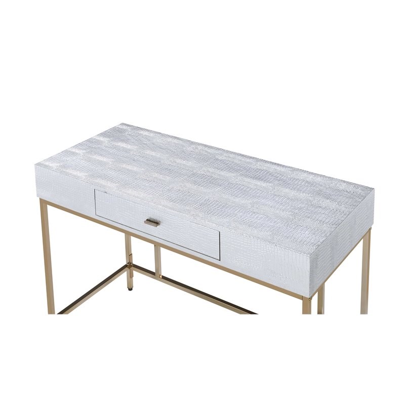 ACME Furniture Piety Desk in Champagne and  Silver
