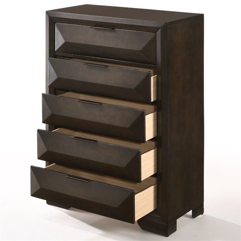ACME Merveille Wood and Metal 5-Drawers Bedroom Chest in Espresso