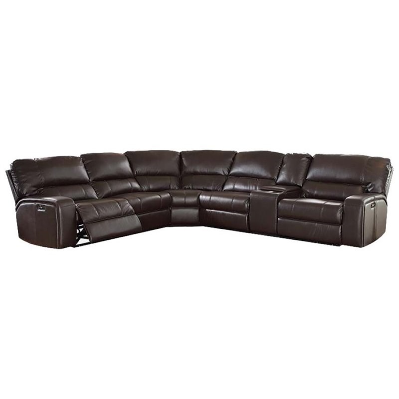 ACME Saul Sectional Sofa in Espresso Leather Aire