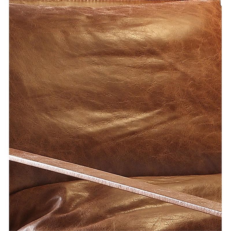 ACME Quoba Top Grain Leather Upholstery Accent Chair in Cocoa
