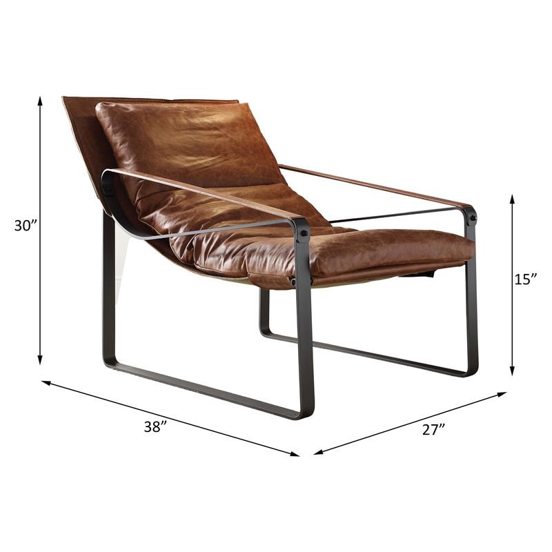ACME Quoba Top Grain Leather Upholstery Accent Chair in Cocoa