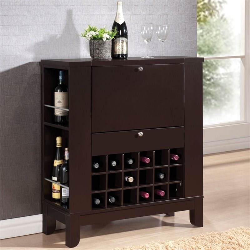 ACME Nelson Rectangular Wood Wine with Drawer in Wenge Homesquare