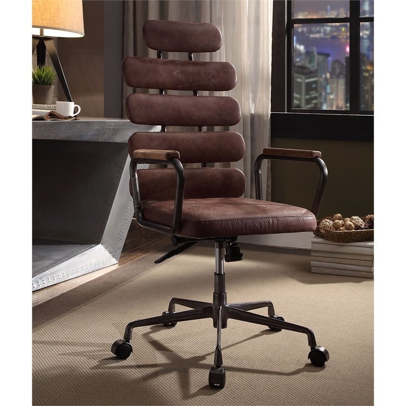 Coleen 2 Piece Writing Desk and High Back Rustic Swivel Office Chair Set