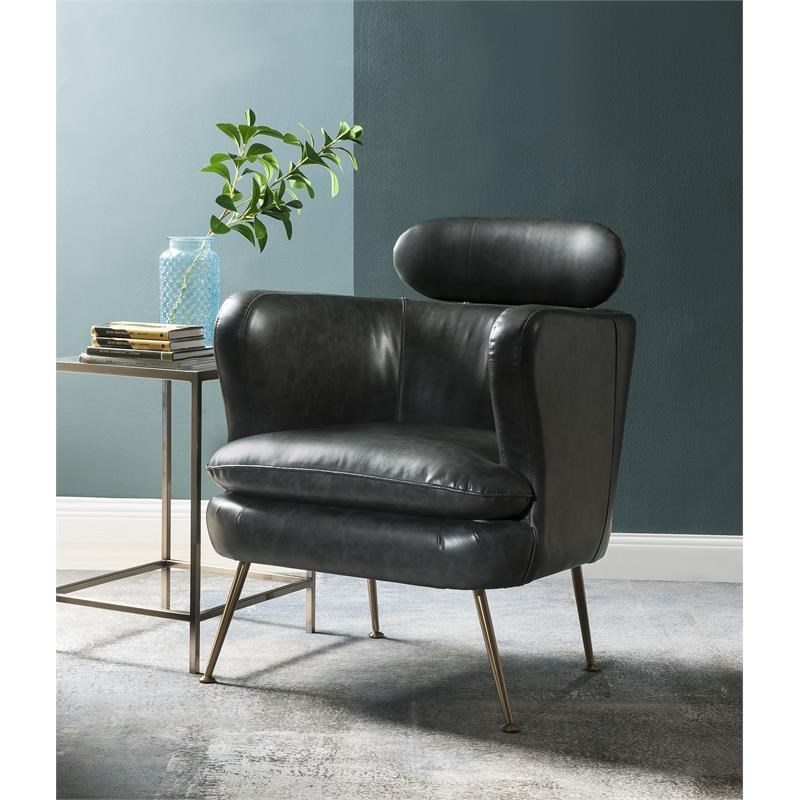 ACME Phelan Faux Leather Upholstery Accent Chair in Dark Gray