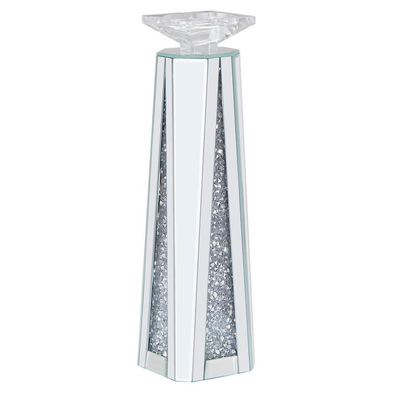ACME Noralie Glass Accent Candleholder in Mirrored and Faux Diamonds (Set of 2)