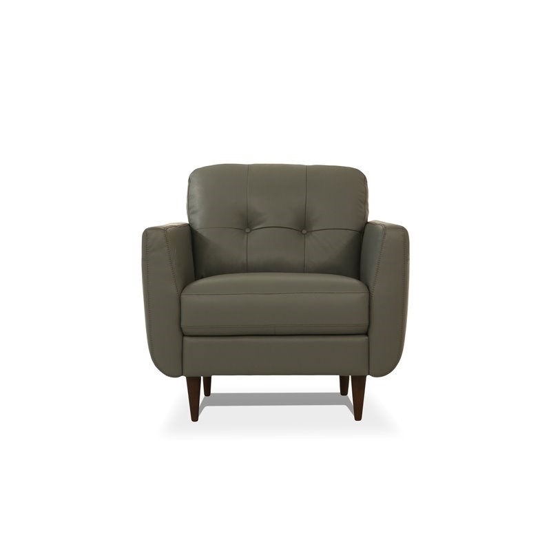 ACME Radwan Tufted Leather Accent Chair in Pesto Green