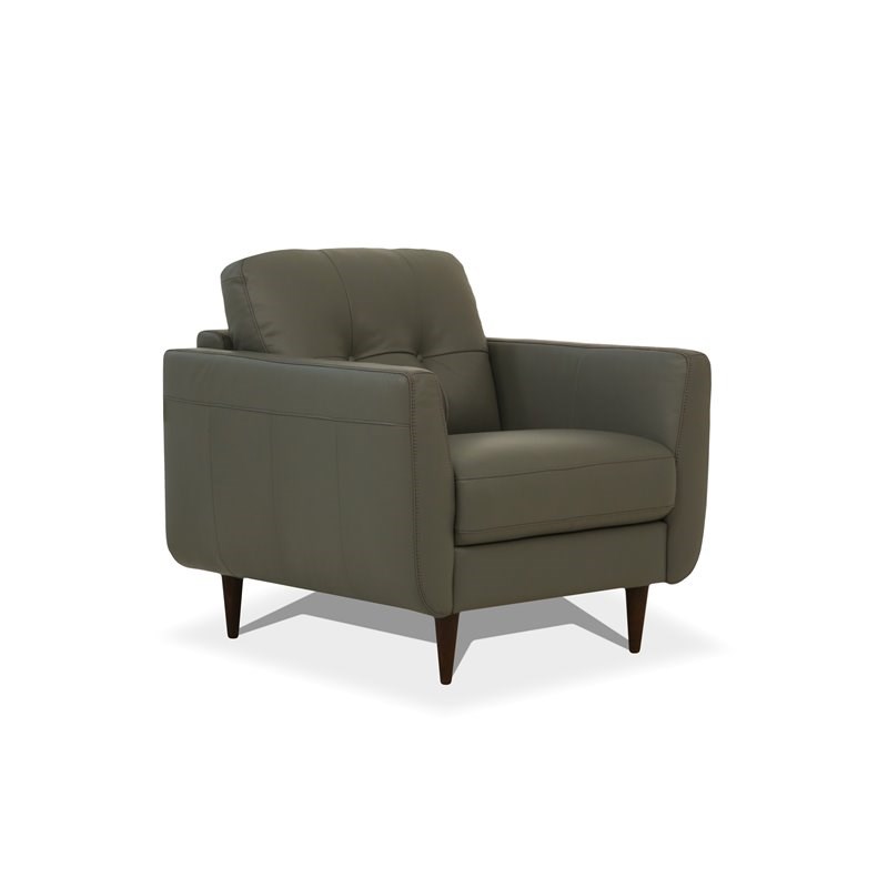 ACME Radwan Tufted Leather Accent Chair in Pesto Green