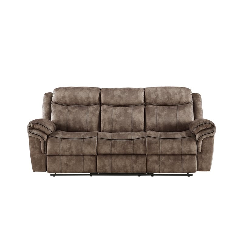 ACME Zubaida Reclining Sofa with USB Dock in 2Tone Chocolate Velvet