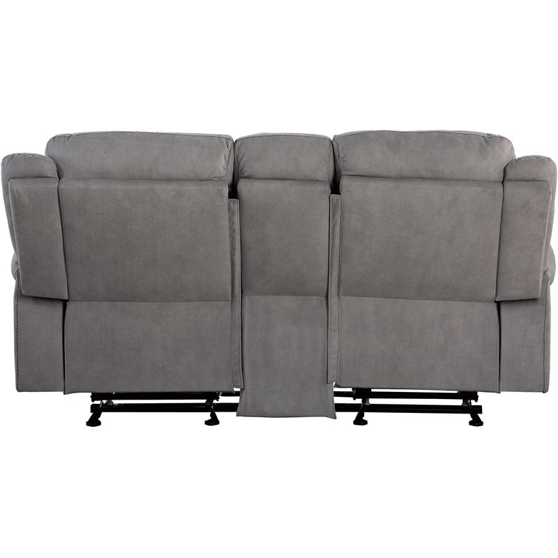 ACME Zubaida Reclining Loveseat with USB Dock & Console in 2Tone Gray Velvet Homesquare