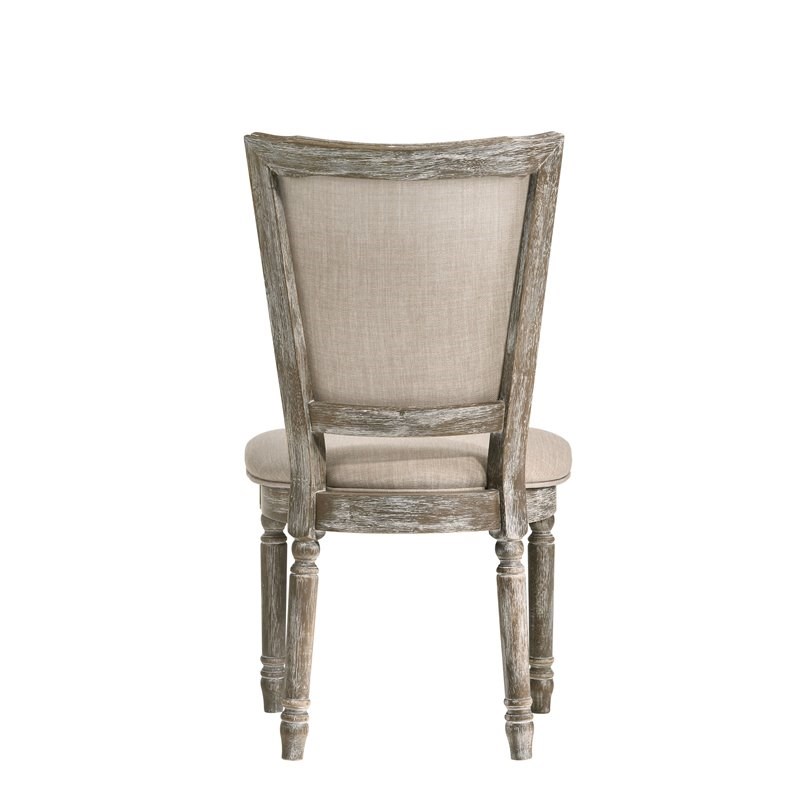 ACME Gabrian Upholstered Dining Side Chair in Reclaimed Gray (Set of 2)