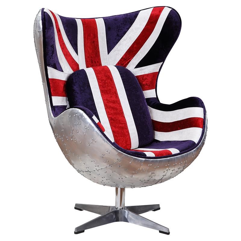 ACME Brancaster Accent Chair with England Flag Pattern Fabric  in Aluminum