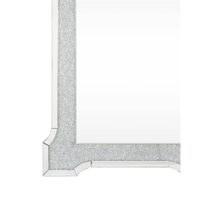 ACME Noralie Wooden Frame Wall Decor Mirror in Mirrored and Faux Diamonds