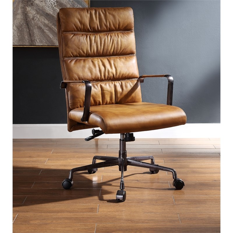 Acme Jairo Executive Office Chair With Lift In Sahara Top Grain Leather 