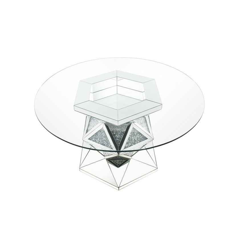 Noralie Dining Table in Mirrored and Faux Diamonds
