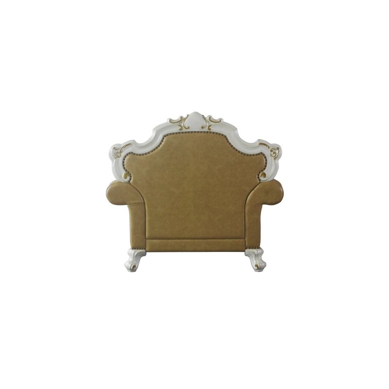 Picardy Chair with Pillow in Antique Pearl and Butterscotch PU