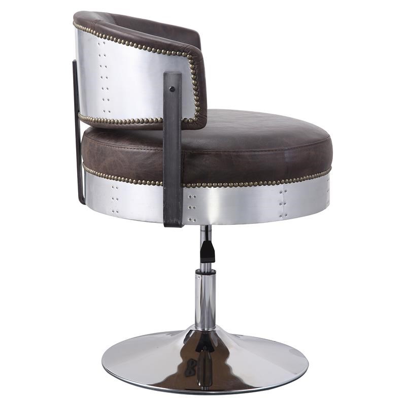 ACME Brancaster Leather Adjustable Chair in Distress Chocolate and Chrome