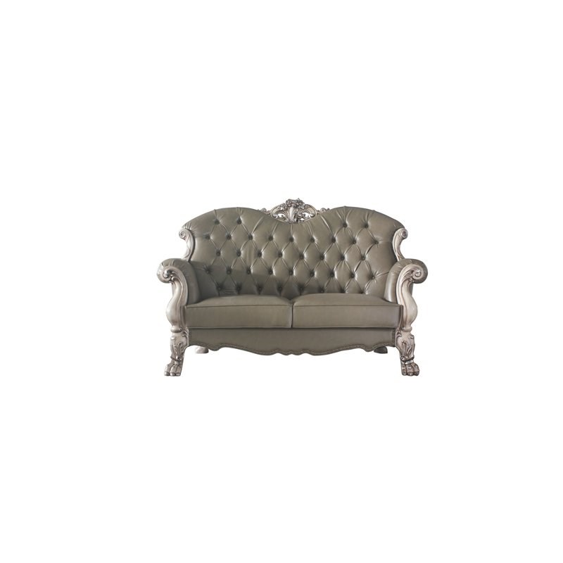 Dresden Loveseat with Pillows in Vintage Bone White and PU