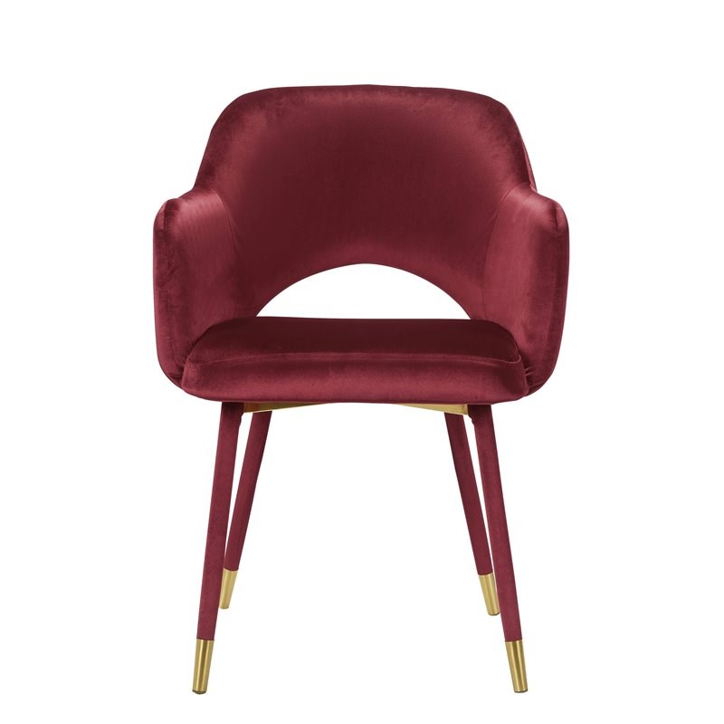 Acme Applewood Accent Chair in Bordeaux-Red Velvet & Gold