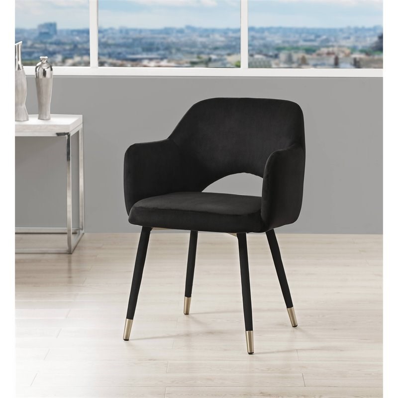 Acme Applewood Accent Chair in Black Velvet & Gold