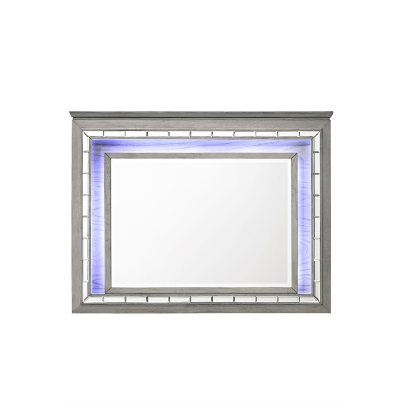 ACME Antares Mirror (LED) in Light Gray Oak