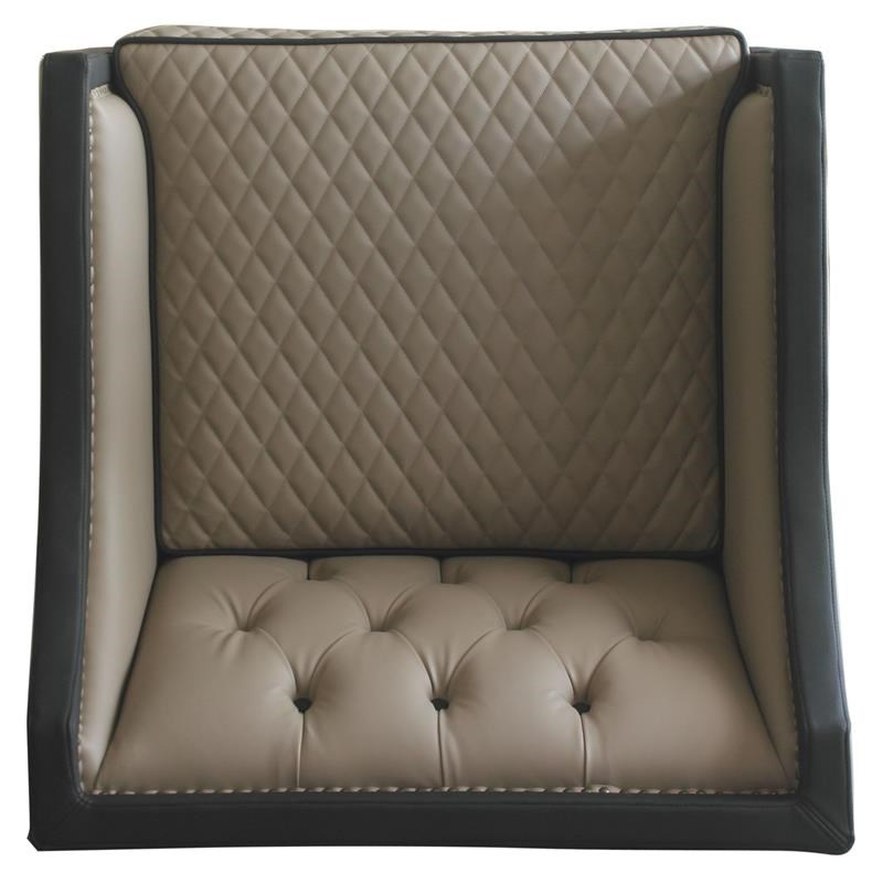 ACME House Beatrice Button Tufted Faux Leather  Chair in Black and Charcoal
