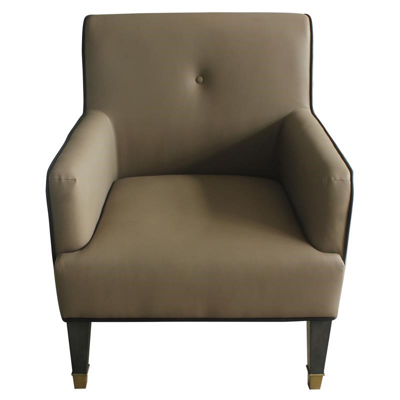 ACME House Beatrice Faux Leather  Accent Chair with Pillow in Tan and Charcoal