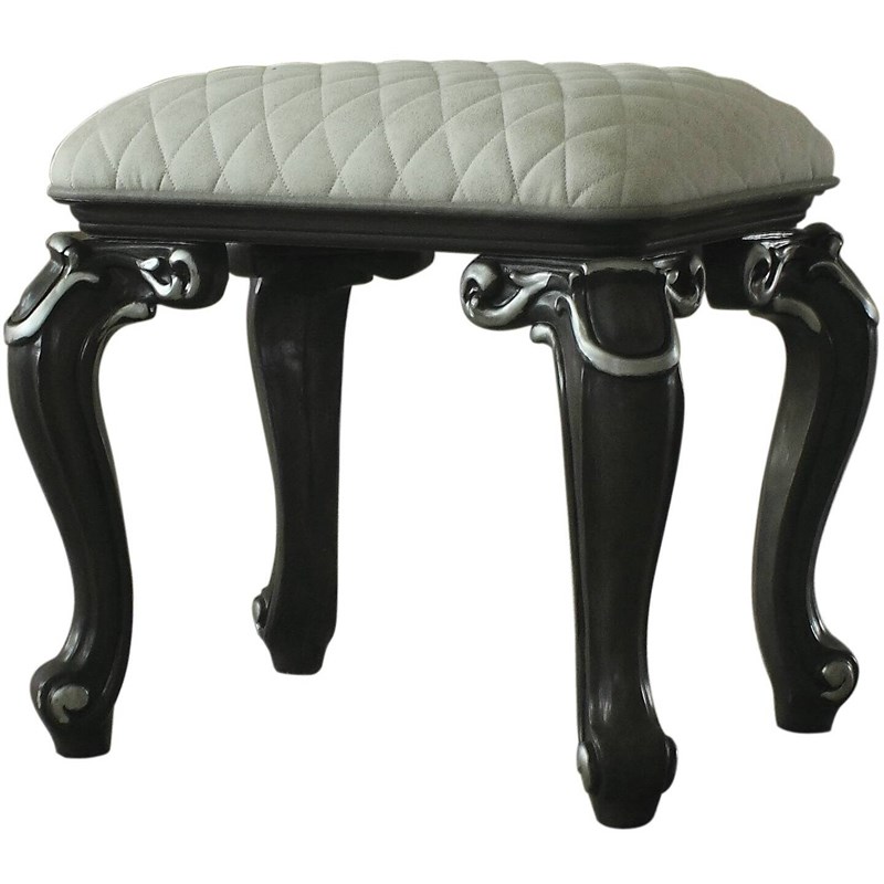 ACME House Delphine Fabric  Armless Stool in Two Tone Ivory and Charcoal
