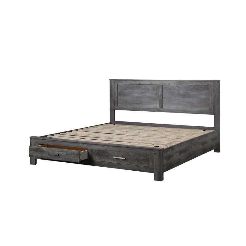 ACME Vidalia Queen Bed with Storage in Rustic Gray Oak Homesquare