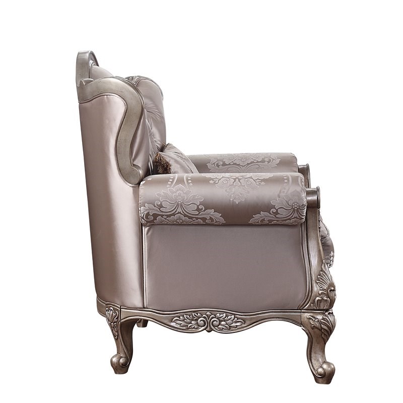 ACME Jayceon Chair with 1 Pillow in Fabric & Champagne