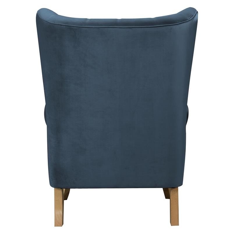 ACME Adonis Button Tufted Accent Chair with Wing Back in Azure Blue Velvet