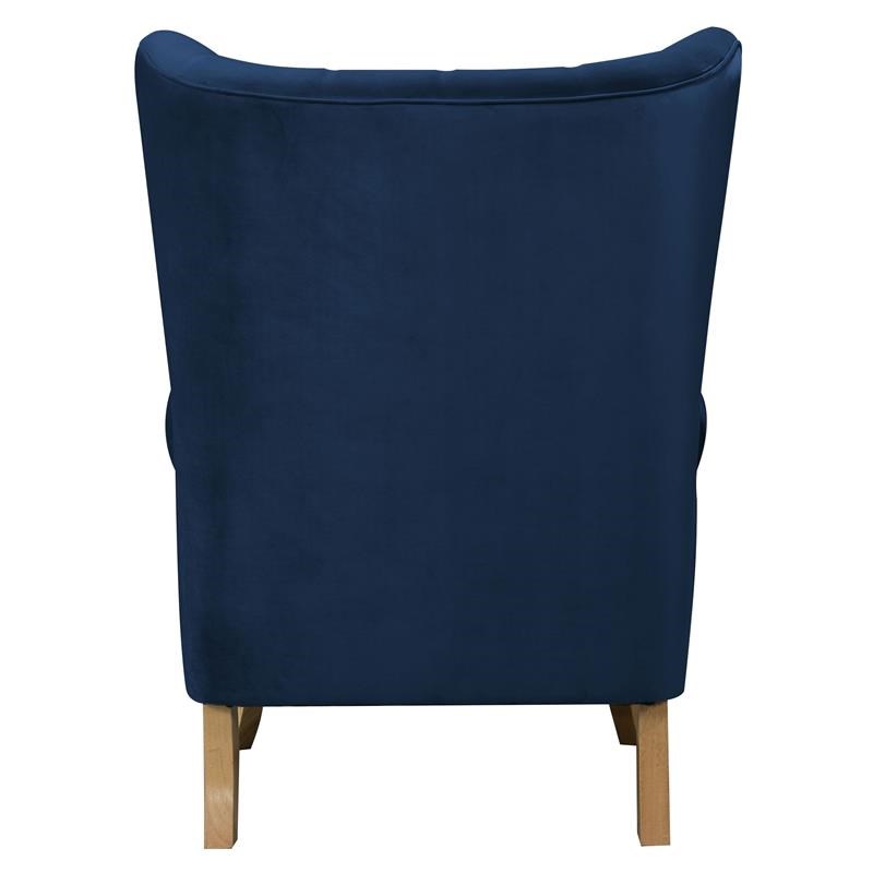 ACME Adonis Button Tufted Velvet  Accent Chair with Wing Back in Navy Blue