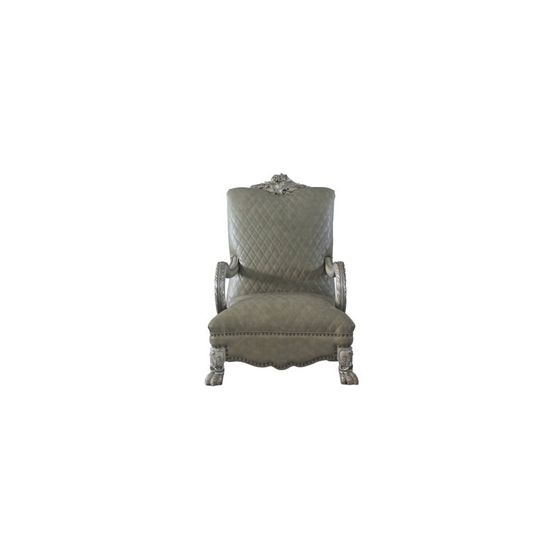 ACME Dresden Accent Chair in Vintage Bone White and PU