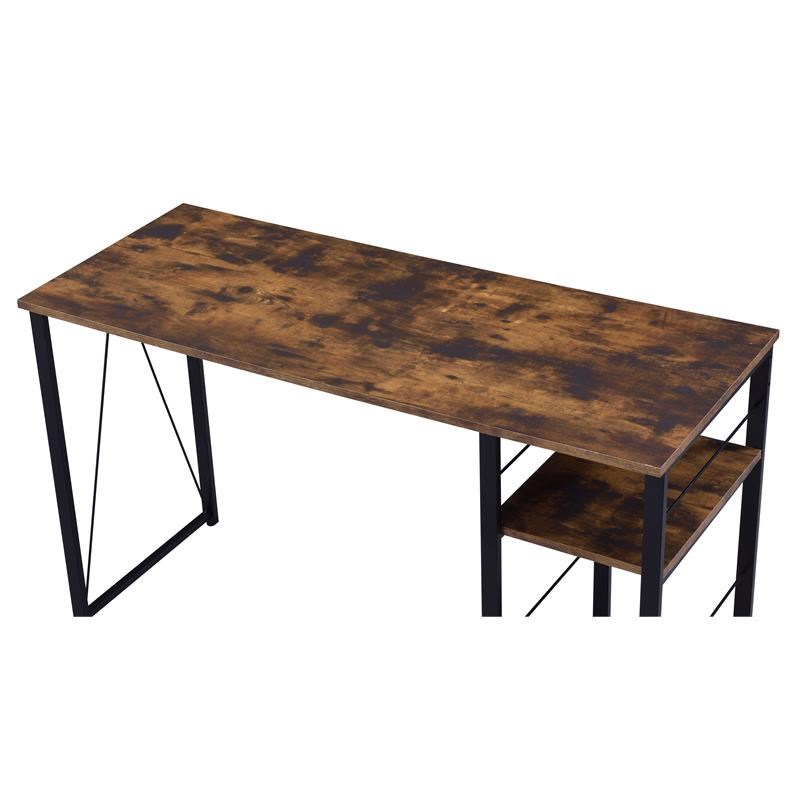 ACME Vadna Wooden Top Writing Desk in Weathered Oak and Black