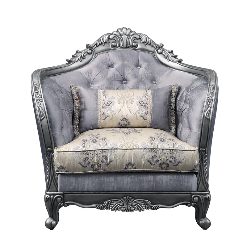 ACME Ariadne Chair with 1 Pillow in Fabric and Platinum