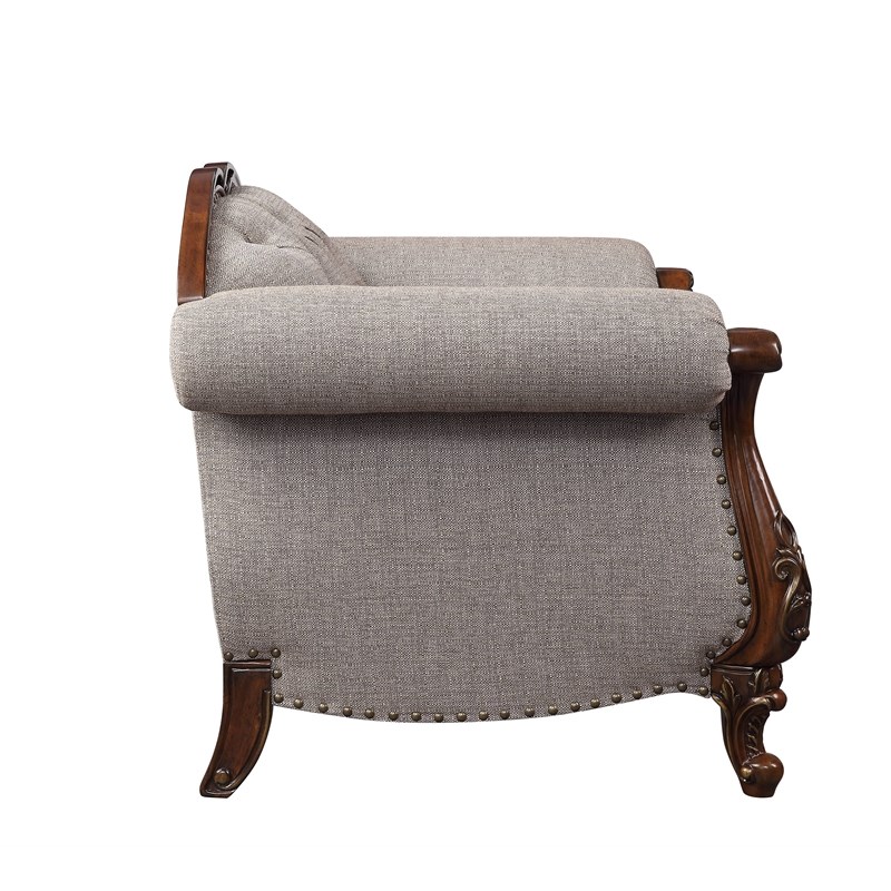 ACME Miyeon Chair with 1 Pillow in Fabric and Cherry