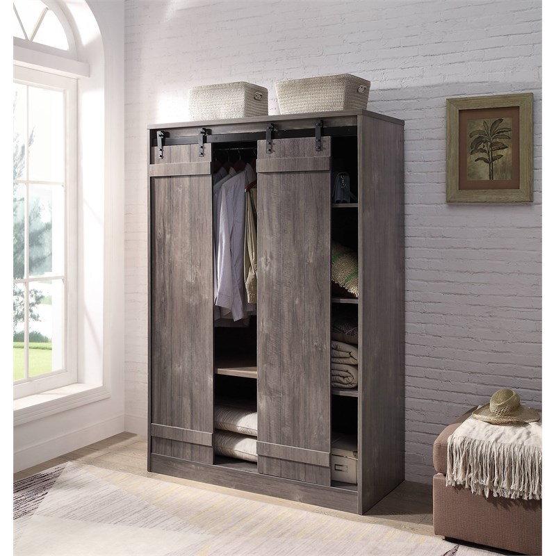 ACME Bellarosa Wardrobe in Weathered Gray Oak Finish Homesquare