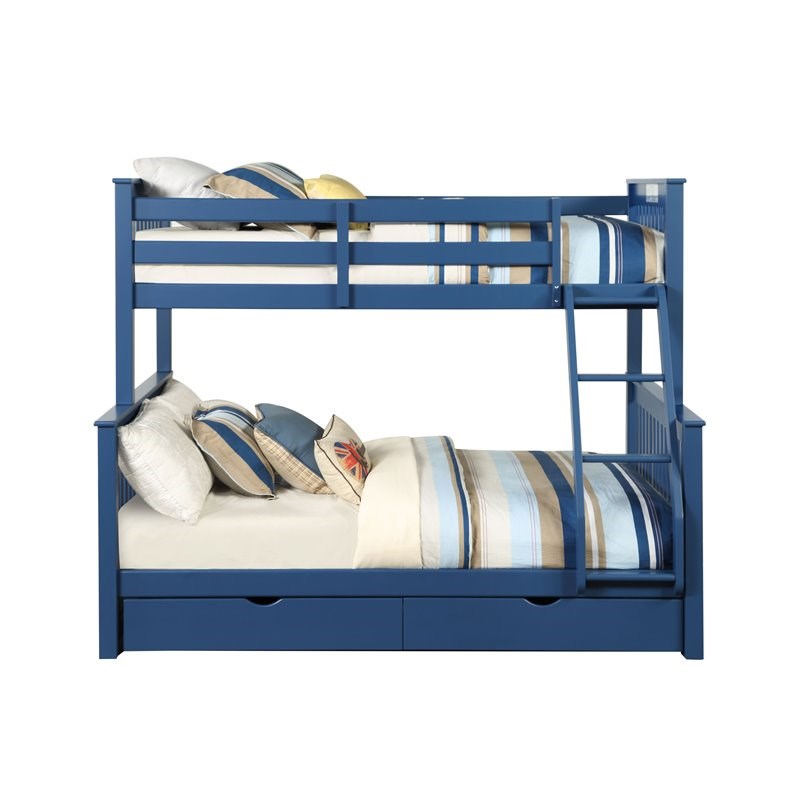Acme Harley Ii Twin Over Full Wooden, Navy Blue Bunk Beds Twin Over Full