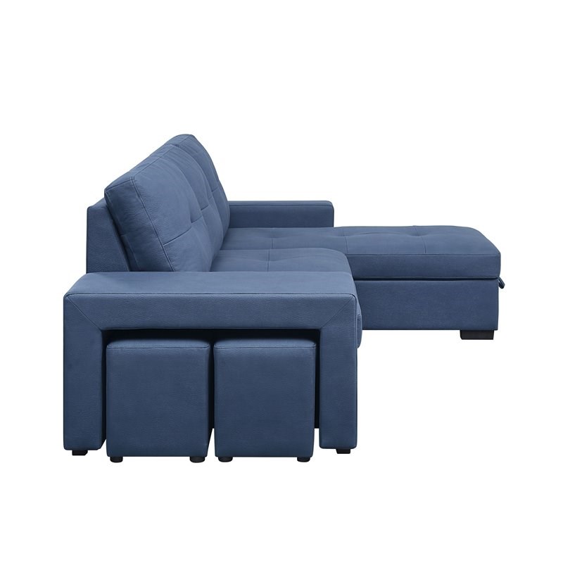 Acme Strophios Reversible Sleeper Sofa, Small Blue Sleeper Sofa