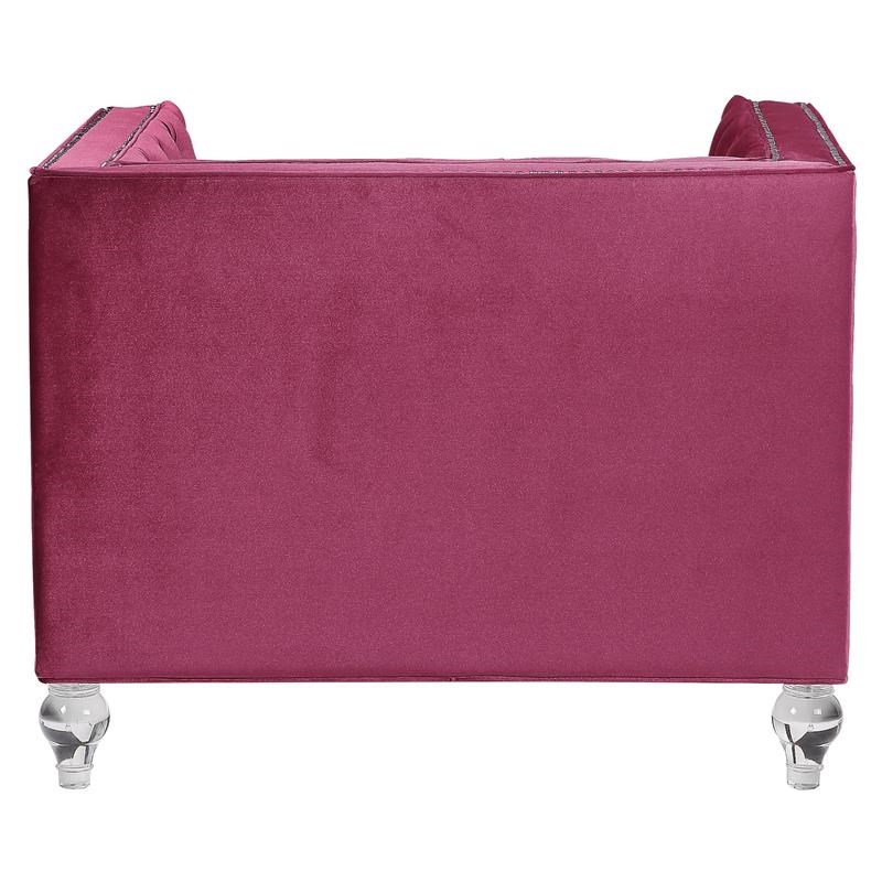 ACME Heibero Button Tufted Velvet Upholstery Chair in Burgundy