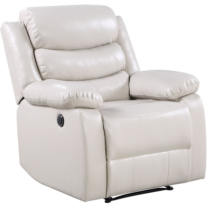 acme eilbra power recliner in beige pu 56911