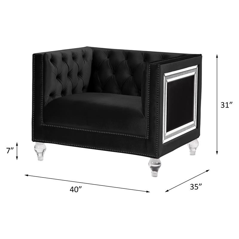 ACME Heibero Button Tufted Velvet Upholstery Chair with Acrylic Legs in Black