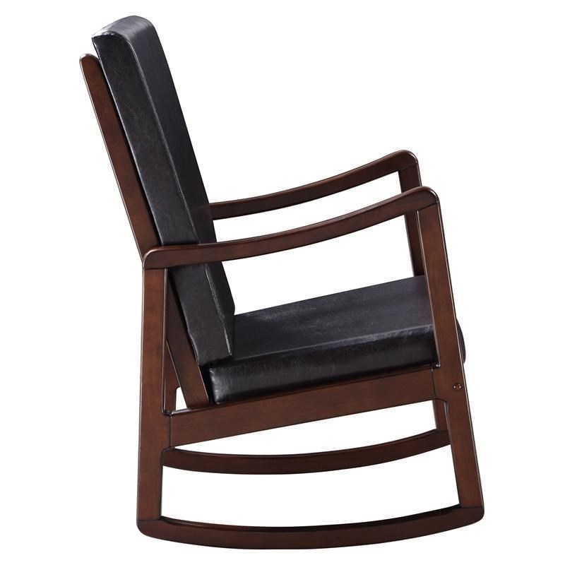 ACME Raina Faux Leather Upholstered Rocking Chair in Dark Brown and Espresso