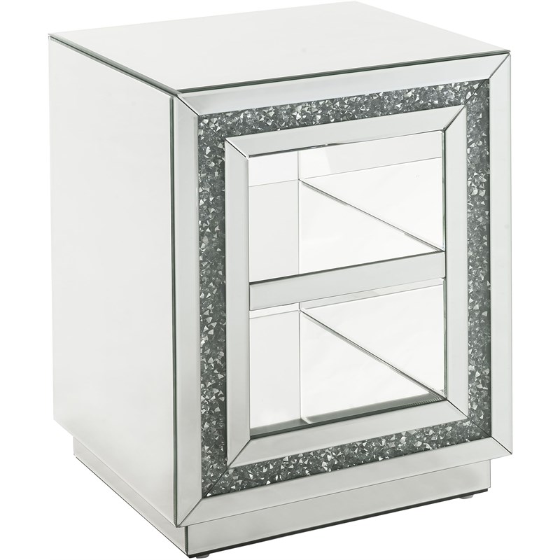 ACME Noralie Rectangular Glass End Table with 2 Tier Shelf in Mirrored