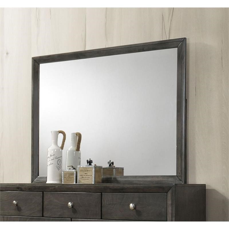 ACME Ilana Horizontal Rectangular Dresser Mirror with Wooden Frame in Gray