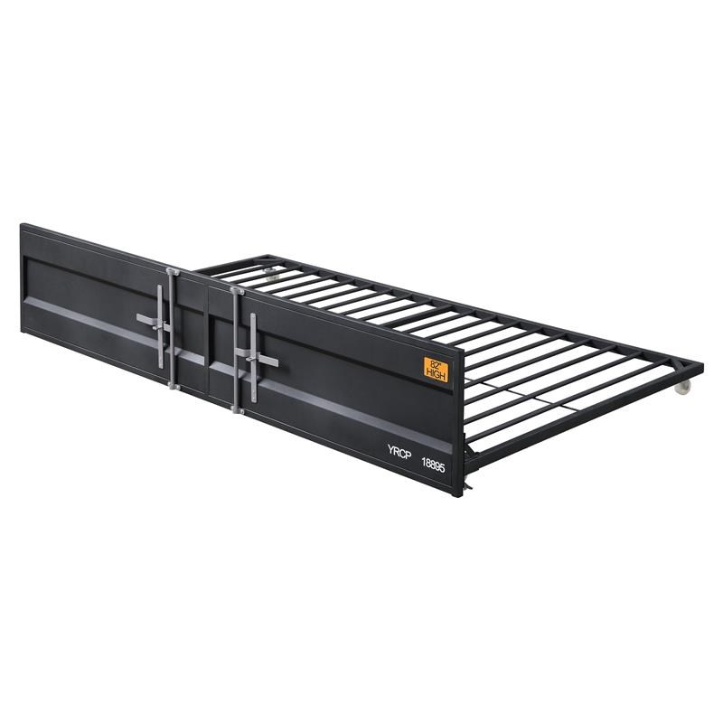 ACME Cargo Metal Twin Daybed and Trundle with Slat System in Gunmetal