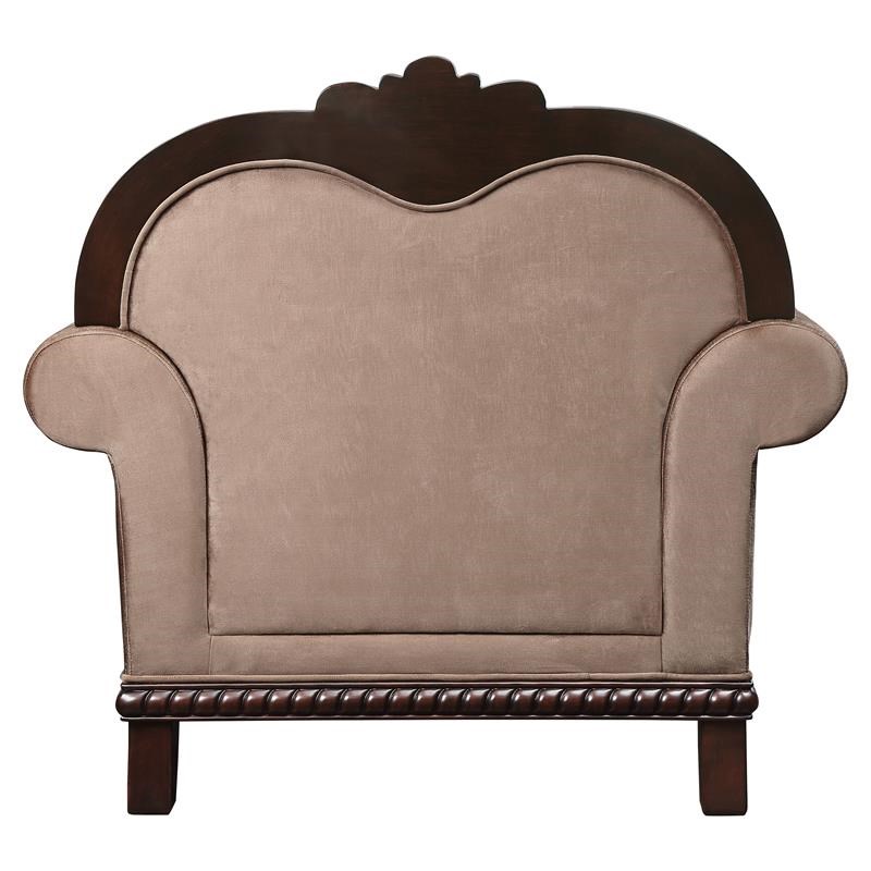ACME Chateau De Ville Fabric Upholstery Chair with Pillow in Espresso
